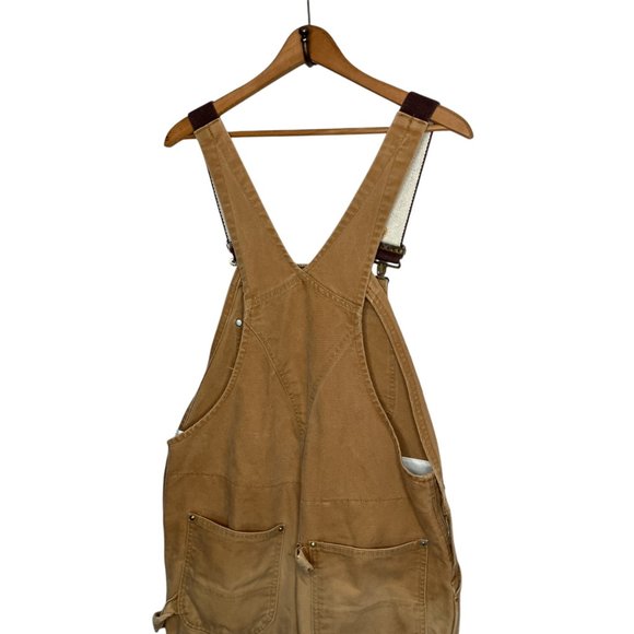 Carhartt R02 BRN Bib Overalls Men's 36 X 30 Duck‎ Double Knee Quilted Union Made - Picture 4 of 10